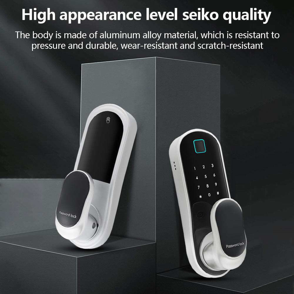 Smart Door Lock Keyless Entry Door Lock Handle with 2 Cards and 2 Keys Biometric Door Lock App Remote Operation WiFi