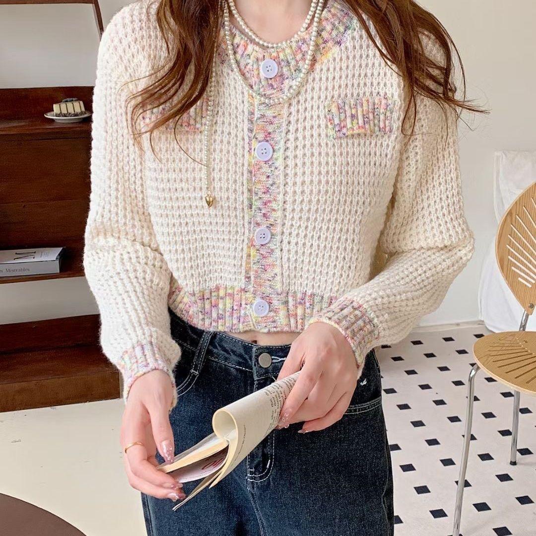 

Кардиган, французский модный мягкий клеевой свитер, женское пальто 2023, осень/зима, уникальный вязаный кардиган в стиле знаменитостей, женский топ One Size белый