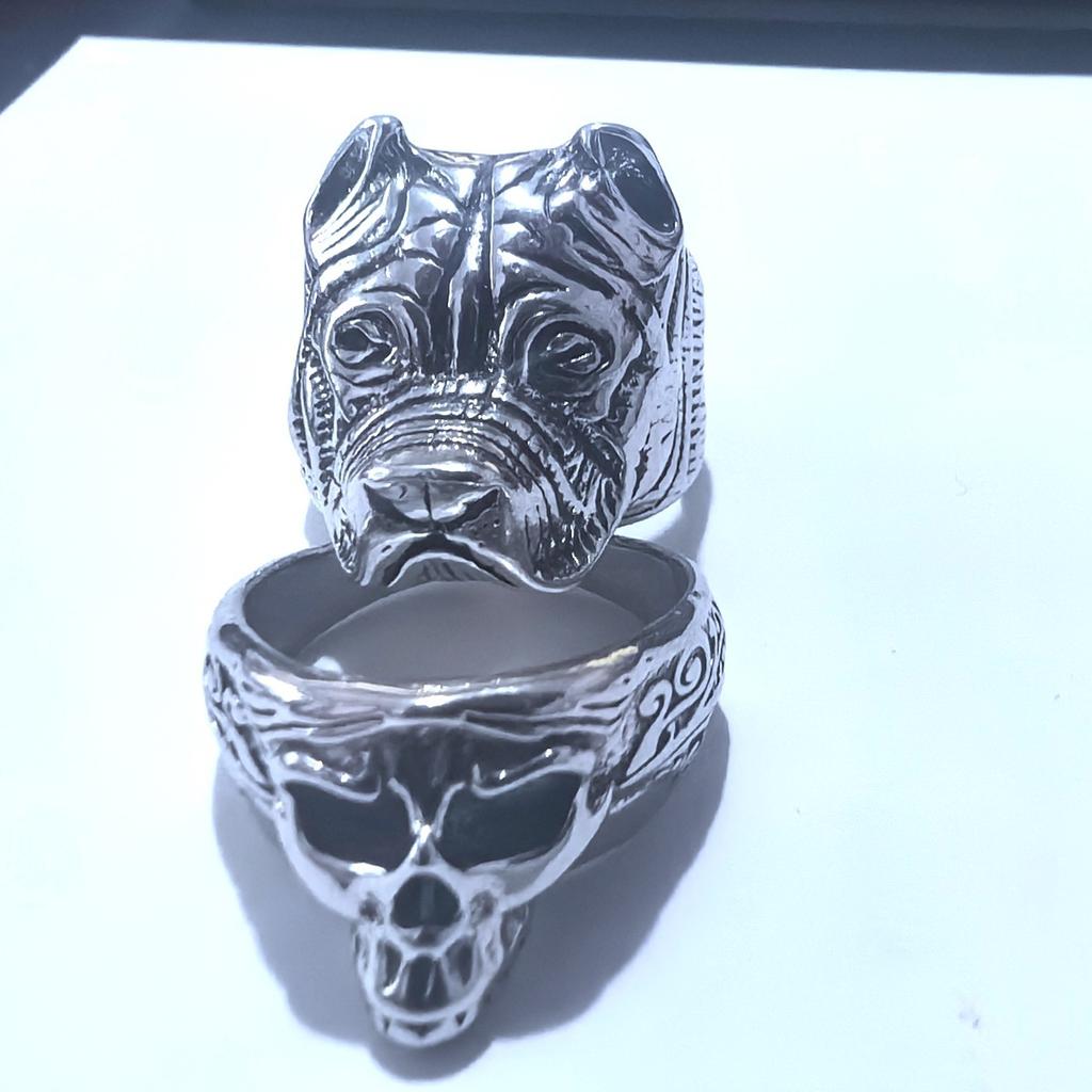 Sex Punk Ring Men's Index Finger Exaggerated Ring British Bulldog Jewelry, Skull Ring