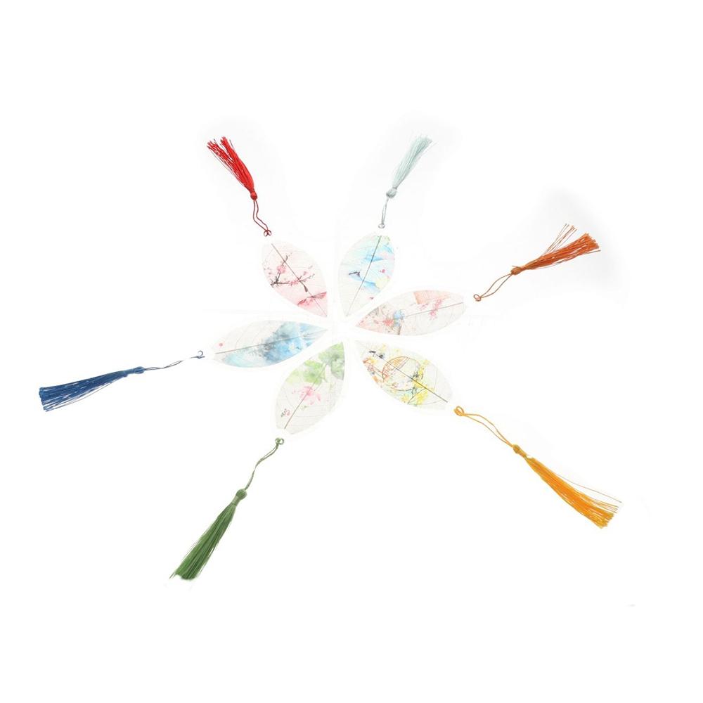 Archaic Landscape Pretty Aesthetic Tassel Leaves Bookmark Bookmarks Paper Cilp Leaf Vein Bookmark