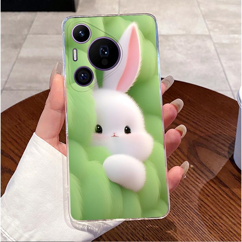 Back Cover For Huawei Pura70 Pura 70 Pro Plus Case Luxury Cute Love Rabbit Funny Pattern Clear Soft Slim TPU Silicone Phone Case