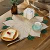 Christmas Table Placemats for Dining Floral Leaf Placemat Table, Decorative Polyester Fabric Round Mats Home with Festive Leaves Design Party