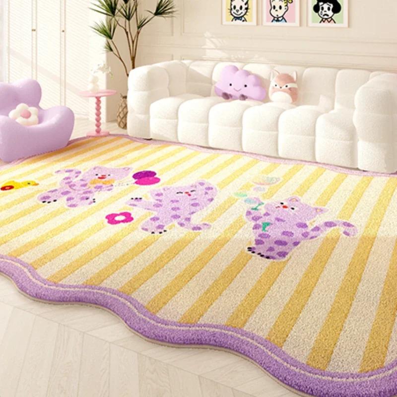 Dopamine Color Carpets for Living Room Girly Style Bedroom Decor Rug Irregular Shaped Pink Plush Carpet Cute Fluffy Soft Mat