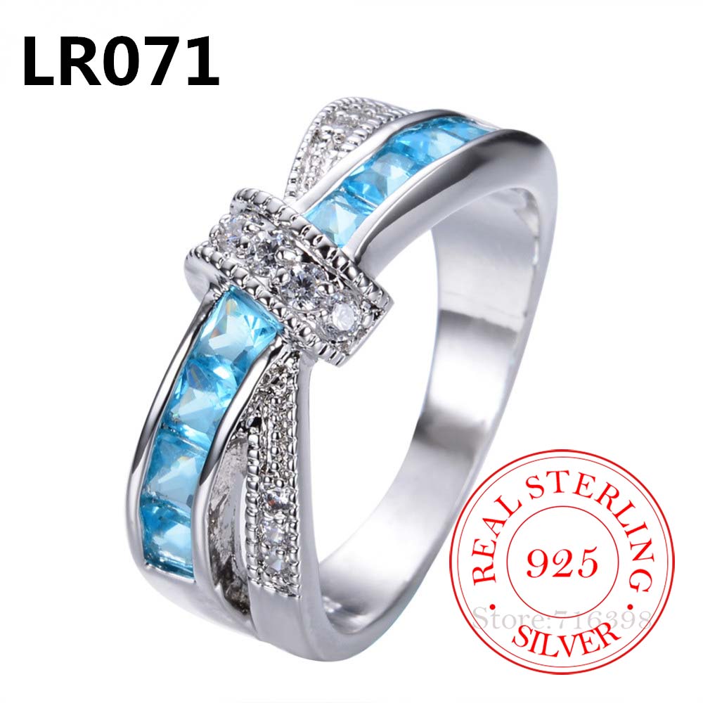 100% 925 Sterlingsilber Schmuck Vintage Lila Kristall Paar Hochzeits Silberringe für Damen Herren Mode Silberring Schmuck