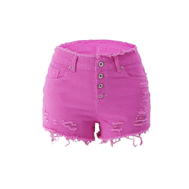 

Летние женские джинсовые шорты больших размеров с бахромой по бокам и пуговицами M розовый