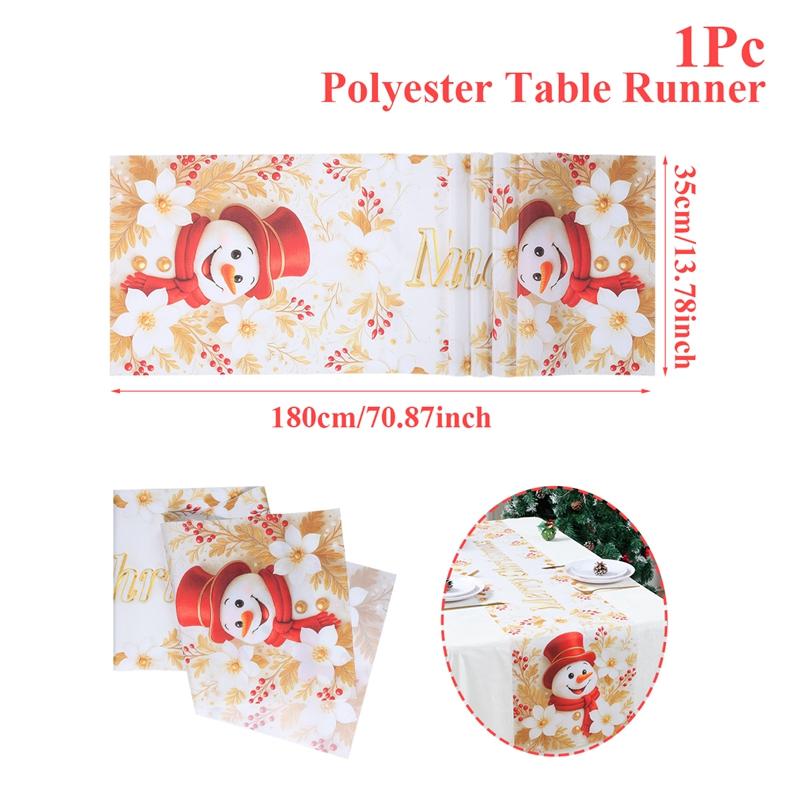 Christmas Table Runner Christmas Party Decoration 2025 Xmas Santa Claus Snowman Table Runner Navidad Natal New Year Gift 2026