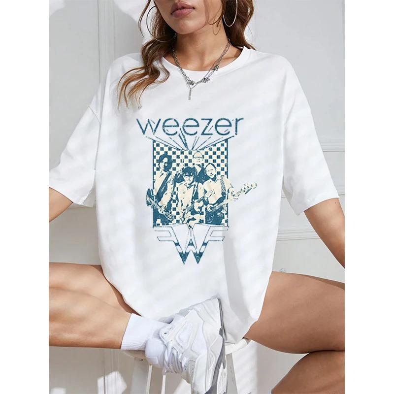 2026 Weezer Band Maglietta in Cotone Vintage Uomo Donna Hip Hop Tee Moda Maglietta a Maniche Corte Magliette Oversize Streetwear Top Abbigliamento