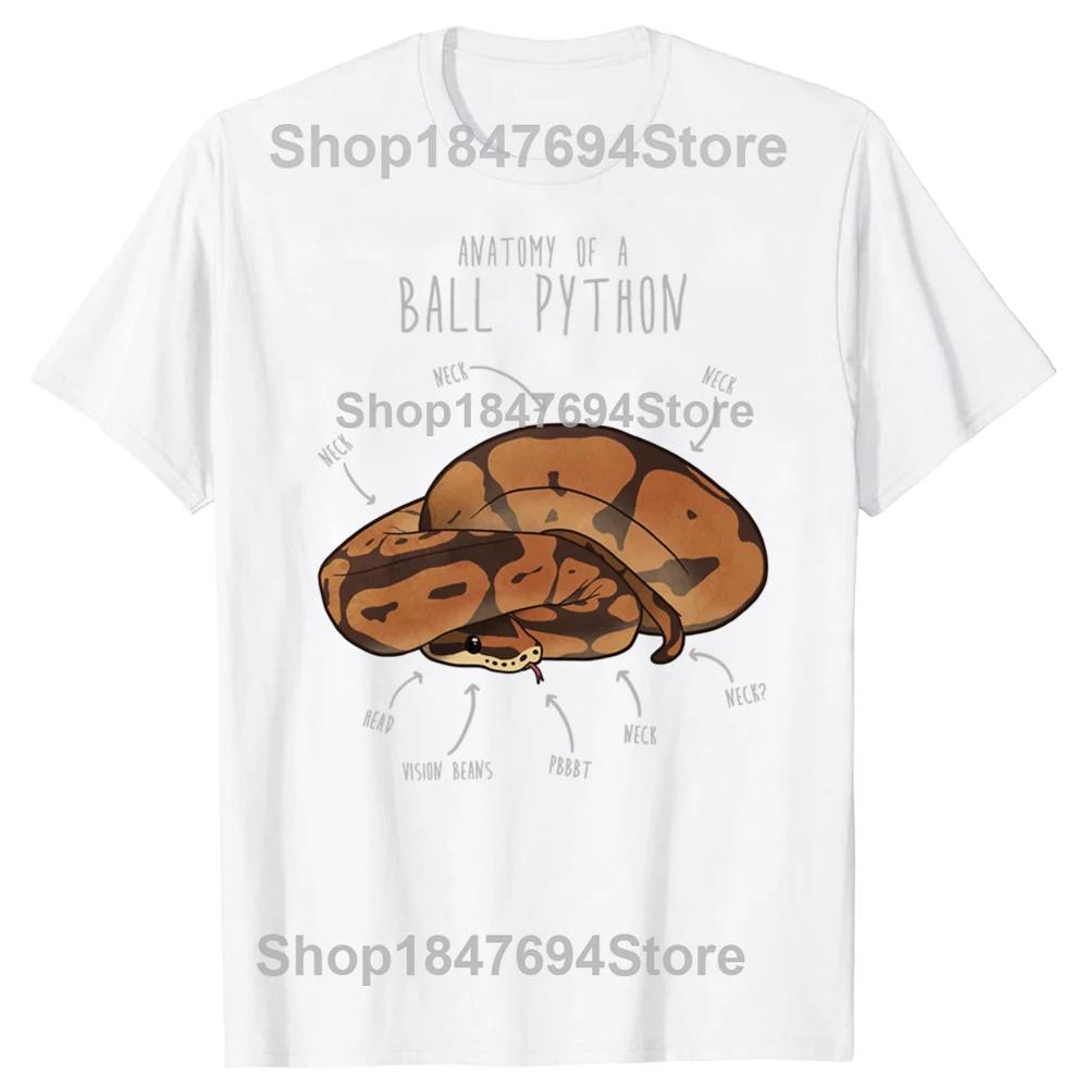 Anatomy of Ball Python Funny T Shirts Unisex Women Pure Cotton Humor Streetwear Tee Shirt Short Sleeve Snake Lover Loose Clothing S