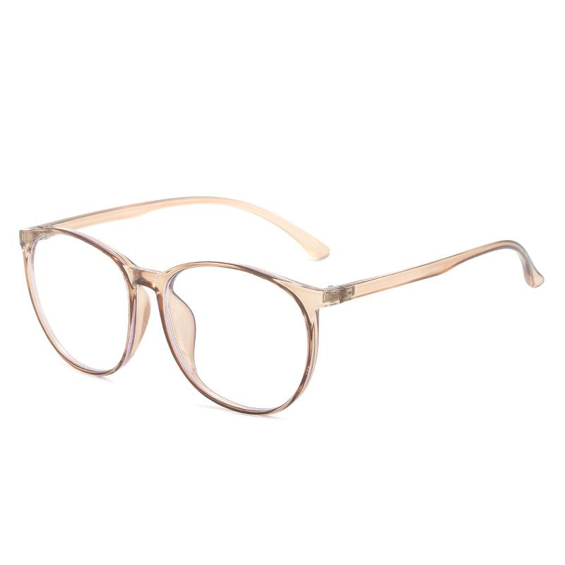 Tr90 Anti-Blue Light Large Frame Thin Glasses Frame, Retro Plain Full Frame Round Frame Flat Mirror
