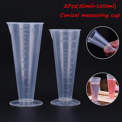 2Pcs/Set Measuring Cup Transparent Plastic Cone Reusable Kitchen Measuring Tool