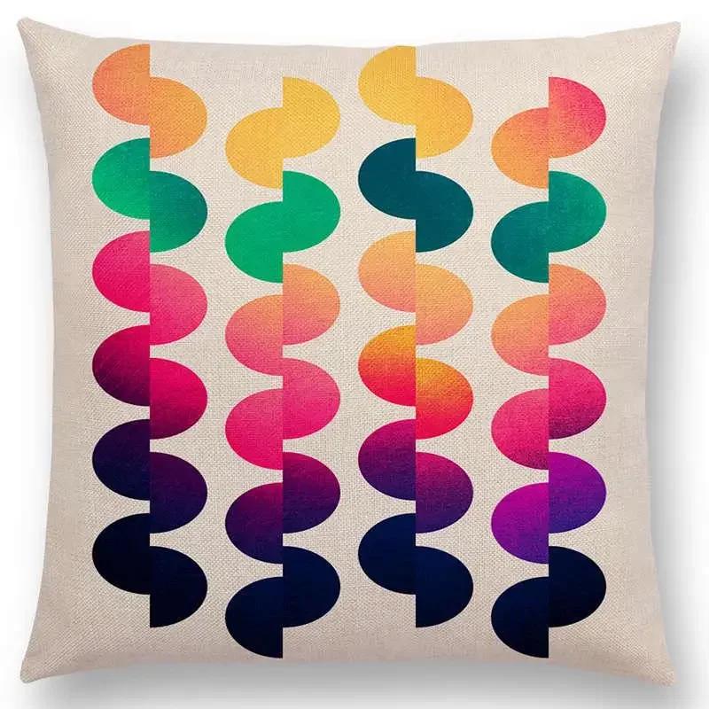 New Abstract Colourful Geometric Pattern Dreamlike Square Round Triangles Sector Diamond Gorgeous Cushion Cover Car Pillow Case