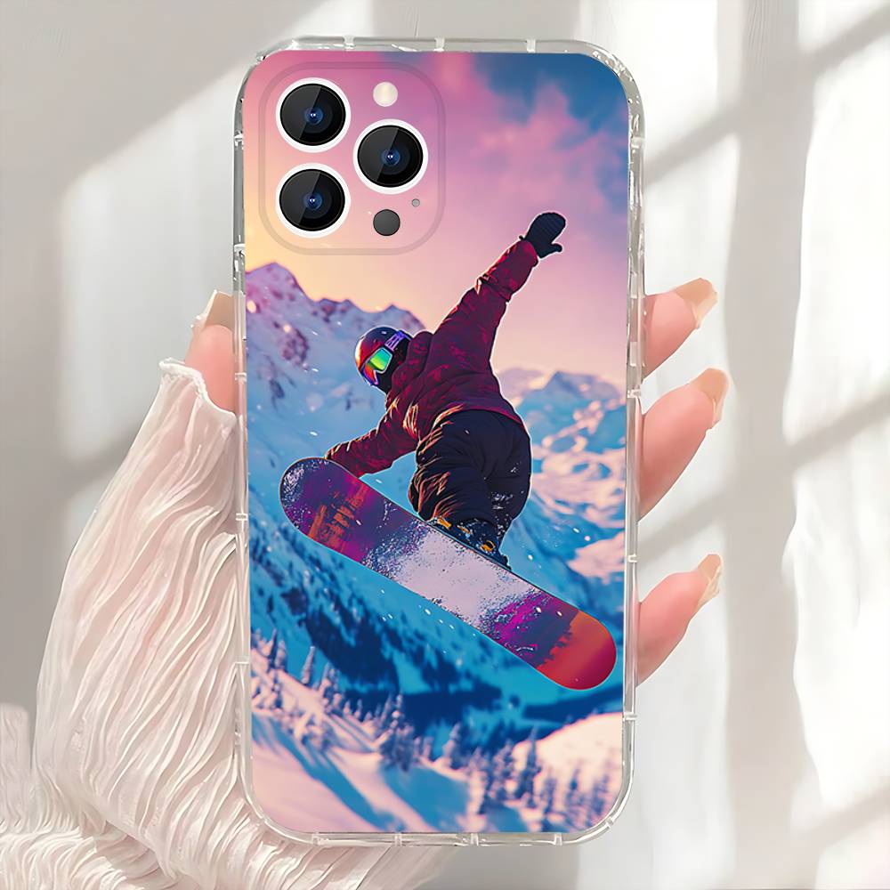 

Snow Snowboard Ski Phone Case For iPhone 17,16,15,14,13,12,11 Pro,Max,Plus,X,XS,XR,SE4,E Mini Transparent Soft Cover iPhone13