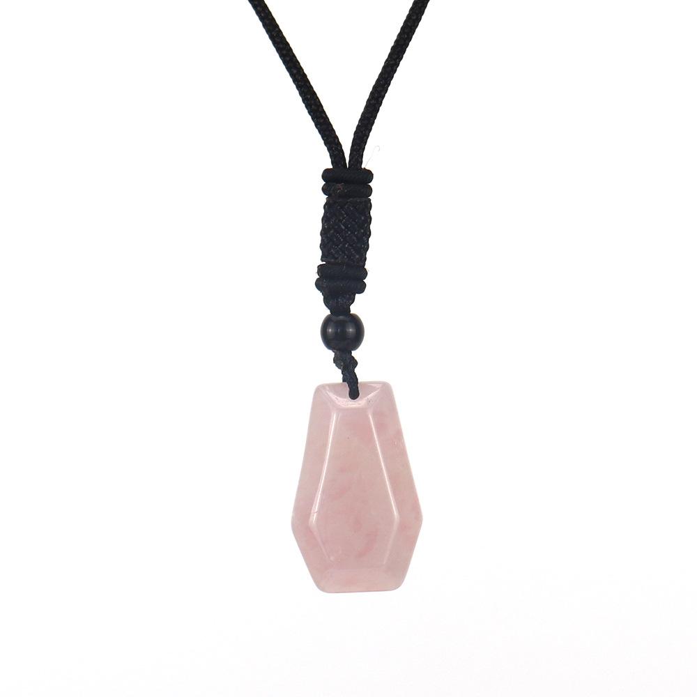 Natural Amethyst Agate Hexahedron Pendant Necklace Rough Stone Gemstone Necklace N615