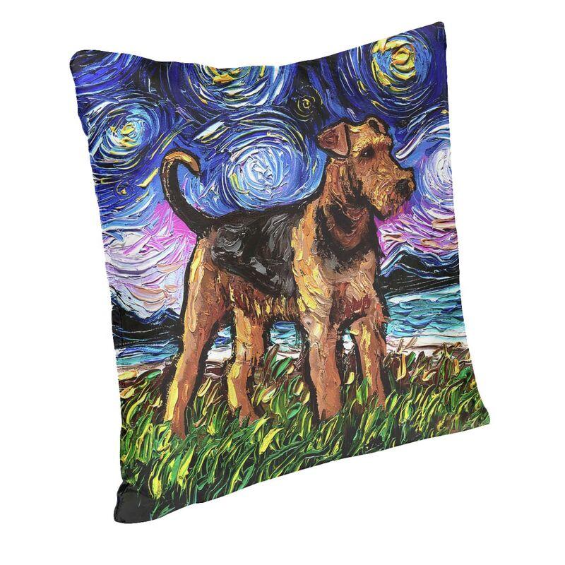 Nordic Starry Night Airedale teriér Povlak na polštář 40*40 cm Sametový mazlíček Milovník psů Pouzdra na polštář Dekorace do obývacího pokoje