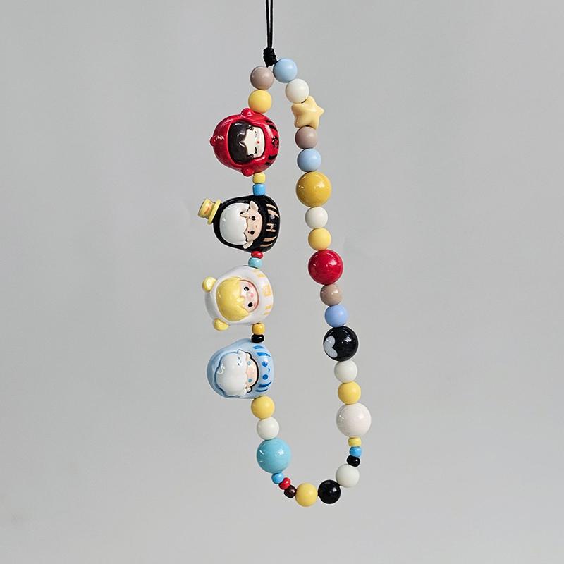 

Sanrio Phone Lanyard Short Chain Hand-Beaded Beads Strap Anti-Lost Sling Universal Clip Bag For Phone Case