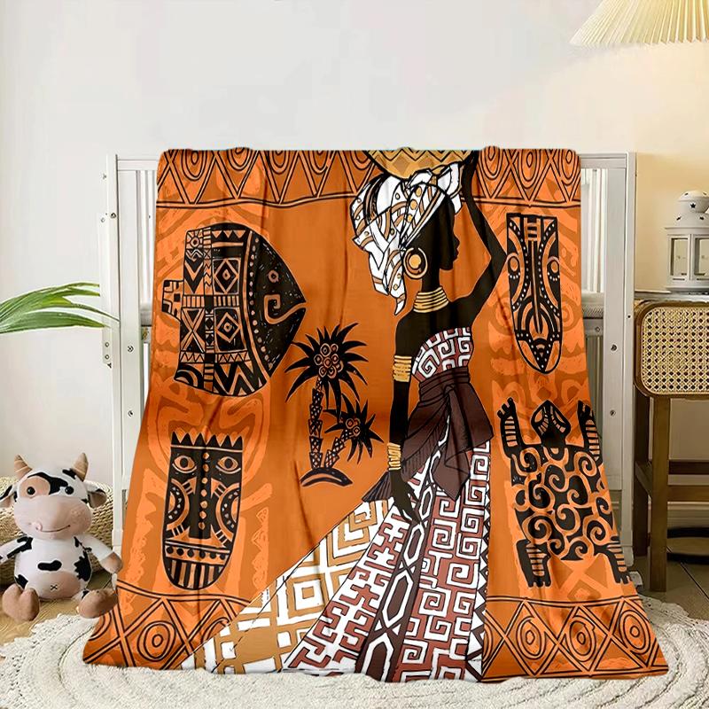 African Women Blanket Flannel Blanket for Bed, Sofa, Camping, Hiking, Picnic Essentials, Gift for Family Fan Gifts