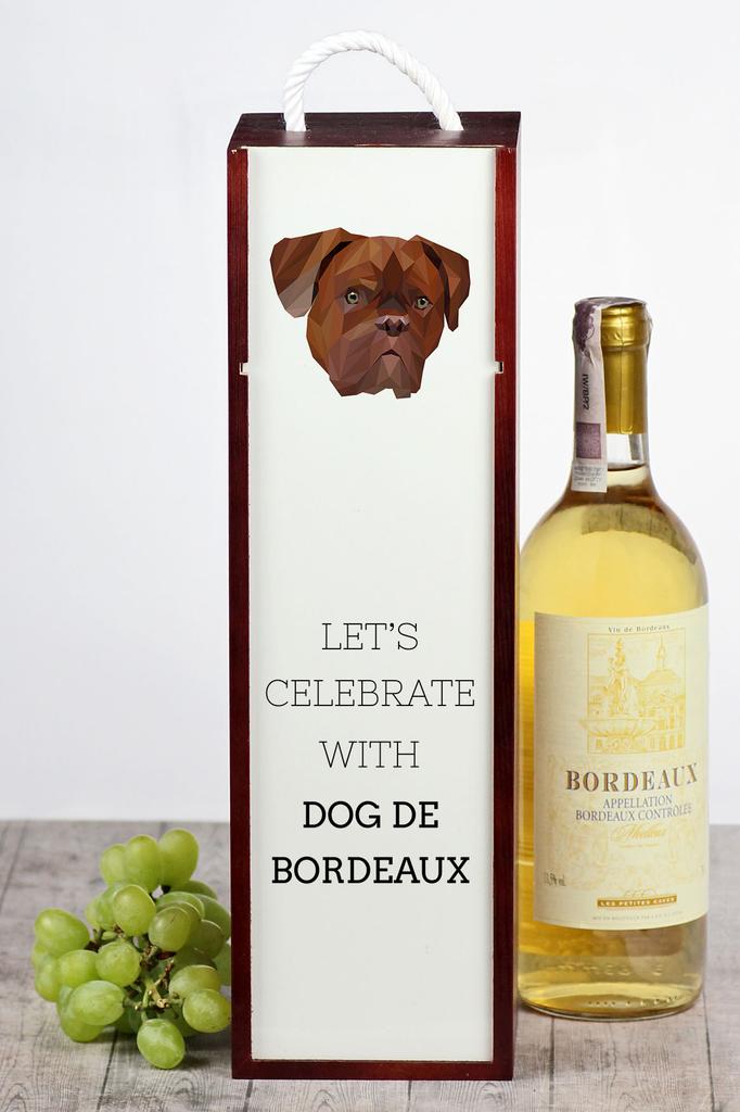 Dog Z Bordeaux, Dogue De Bordeaux, French Mastiff - Geometric Box With Photo and Inscription for Wine Brand Art-Dog
