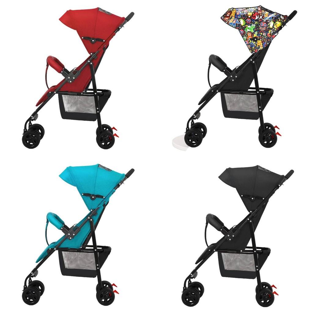 Portable Stroller Baby Onehand Folding Pushchair Adjustable Footrest Backrest