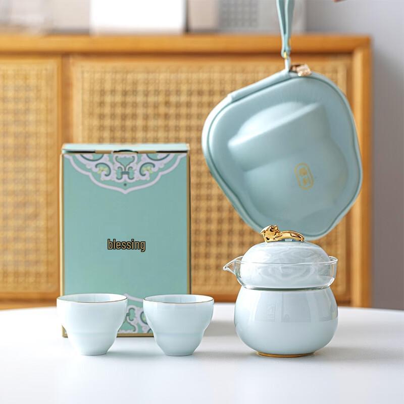 

Dragon Soaring Blessing Portable Ceramic Tea Set
