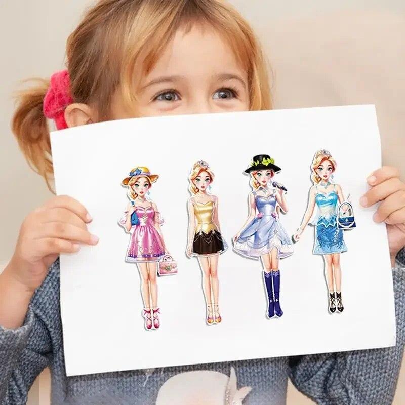 Dress Up Paper Doll Magnets Kreative Prinzessin Dolls Dress Up Paper Puzzles Set | Pretend Princess Magnetisches Spielset für Mädchen