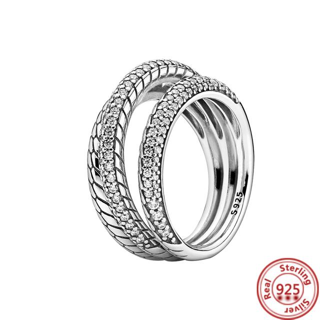 Silver Original Delicate Ring Zirconia Sparkling Row Eternity Round Ring Women European Jewelry DIY