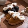 Женские зимние плюшевые нескользящие тапочки, на толстой подошве, непродуваемые, теплые, универсальные хлопковые туфли для дома/улицы