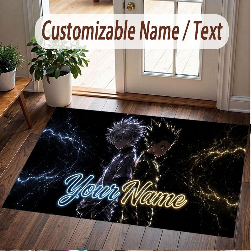 Custom Name Crystal Velvet Rug,Hunter × Hunter Comfortable Anti Slip Floor Mat For Room Decoration