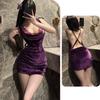 Sexy Lingerie Suspenders Velvet Lace Backless Nightdress Pure Desire Uniform Pajamas