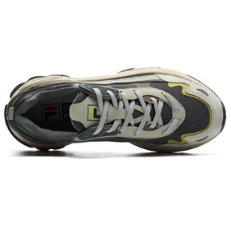 Fila Fabric Synthetic Leather TPU Sports Shock Absorbing Breathable Lightweight Low Top Dad Shoes Men Sneaker Beaver-Gray F12M216101FCP