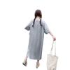 Large size women's short t-shirt skirt summer Korean pure cotton loose long knee dress casual belly cover dress