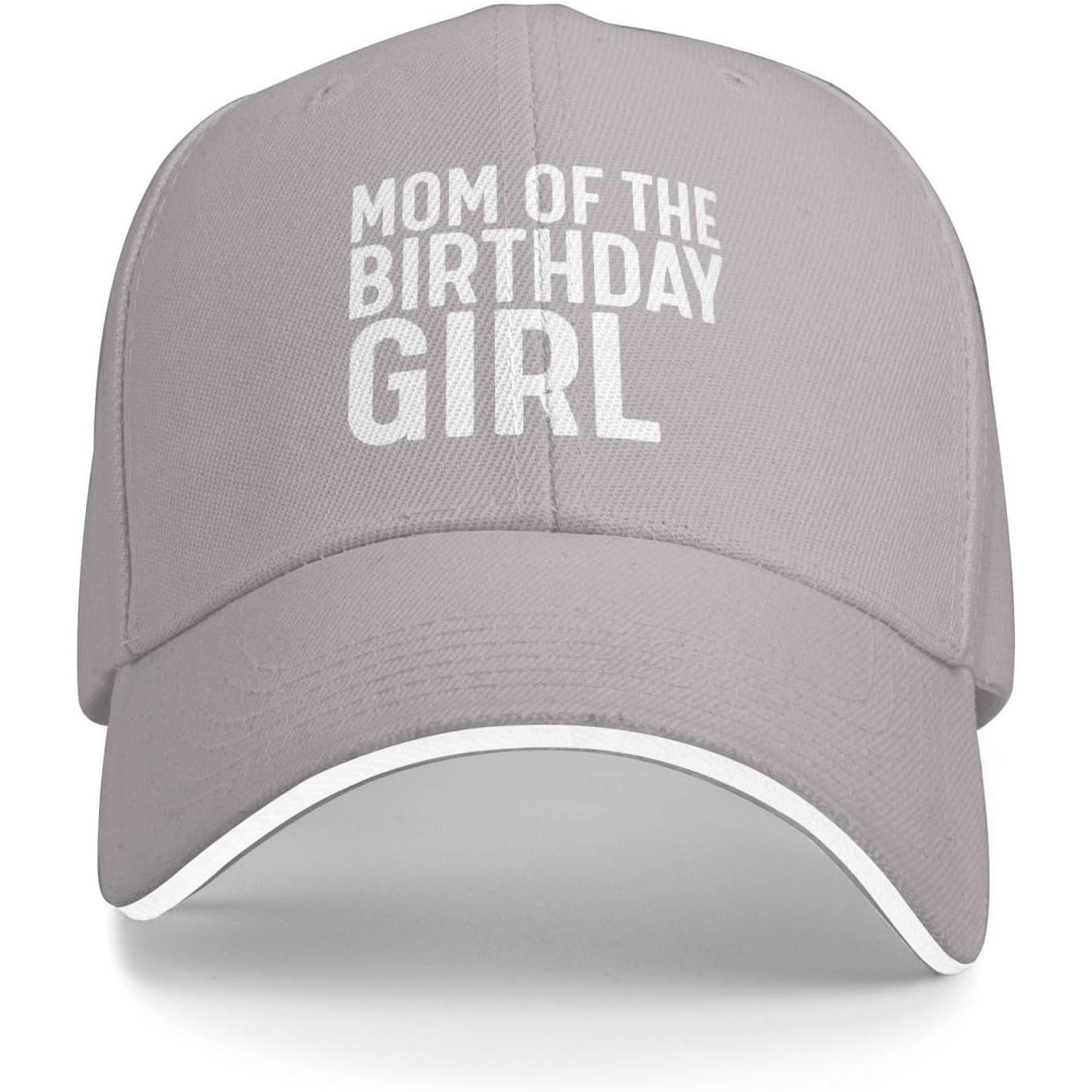 

Mom Of The Birthday Girl Baseball Cap Adjustable Polyester Casual Sun Protection Hat for Adults Adjustable серый