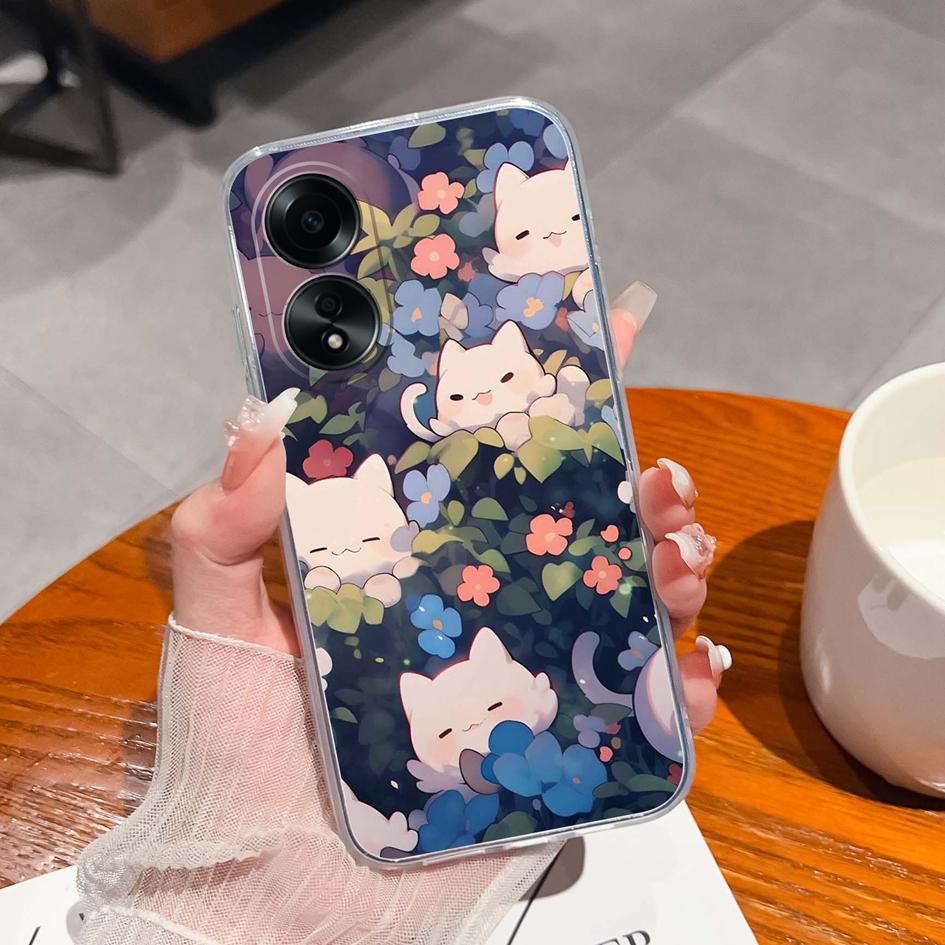 Carcasă nouă pentru Oppo A58 A57 A57S A57e A77 A77S A78 A79 A98 A38 A2 F23 K11 4G 5G Model animal drăguț din silicon transparent anti-alunecare Carcasă durabilă pentru Oppo Capa