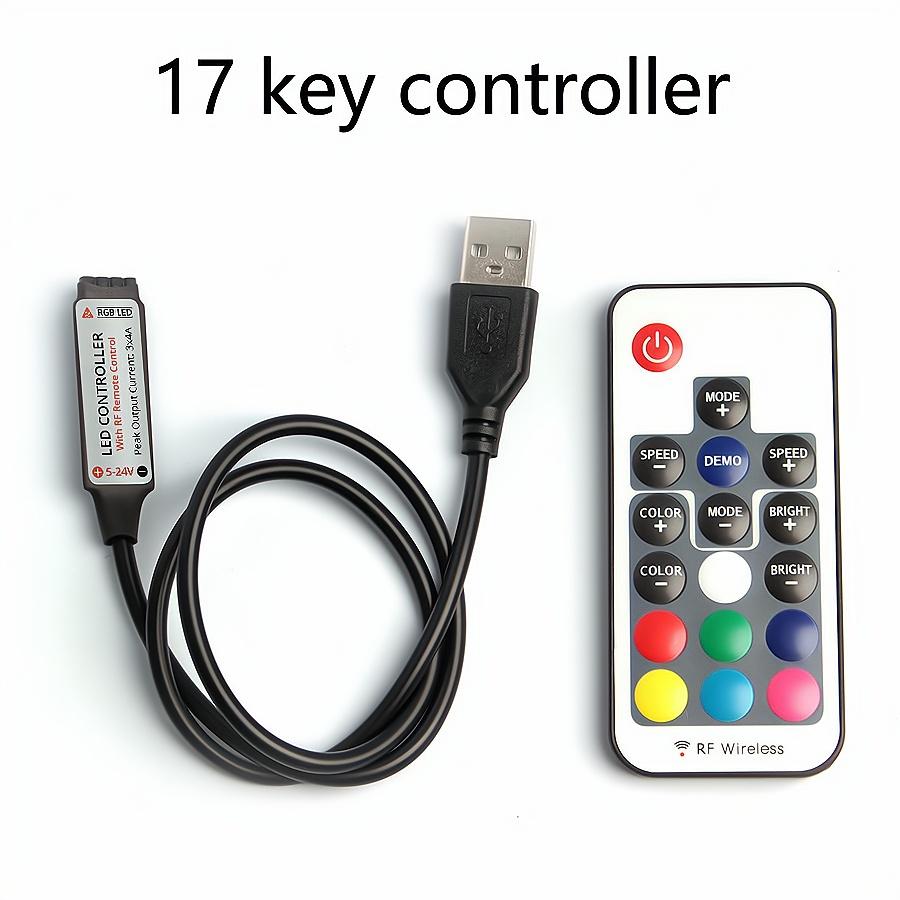 DC 5V USB RGB Control LED Light Strip 3K 17K 24K Wireless Remote Key Led Controller 144w High-power Dimmers Switch Discoloration