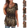 Women's Short Sleeve Shirts Ruffle Tops Loose Tops Casual Oversized Tops Pleated Tops Button Down Casual Summer Leopard Print Tops