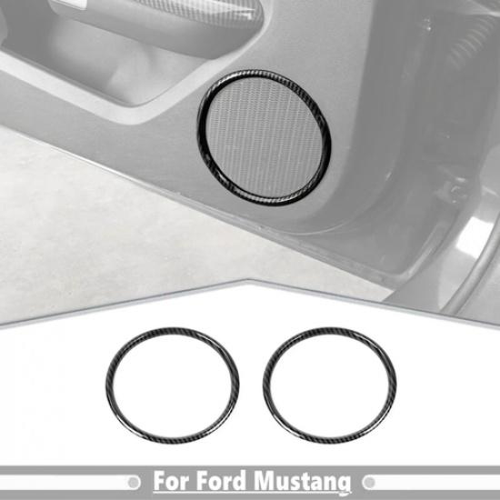 Car Door Speaker Cover Trim For Ford Mustang 2015-2025 Accessories Carbon Fiber