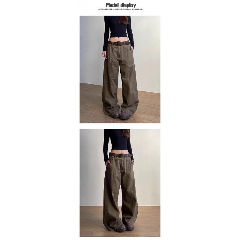 JYL Men s Cargo Pants Brown Cross-Border Vintage American Loose Relaxed Denim XL ализарин красный