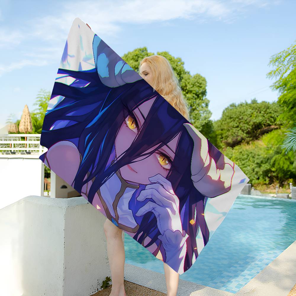 Gamer Albedo Anime Sexy Girls Microfiber Printed Beach Towel Mountain Climbing Yoga Beach Swimming Running Absorbent Soft Towel