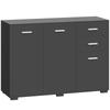 Sideboard, Modern Storage Cabinet with 2 Drawers, 3 Doors and Adjustable Shelves, Black