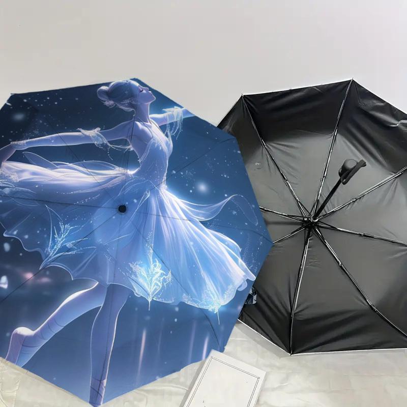 1pc Ice Princess in Winter Wonderland Umbrella with Plastic Handle,Suitable for All Seasons Home Travel Outdoor UmbrellaDD068