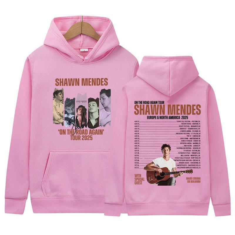 Singer Shawn Mendes On The Road Again Tour 2025 Album Hoody Mens Vintage Aesthetic Sweatshirt Fashion High Quality Fleece Hoodie