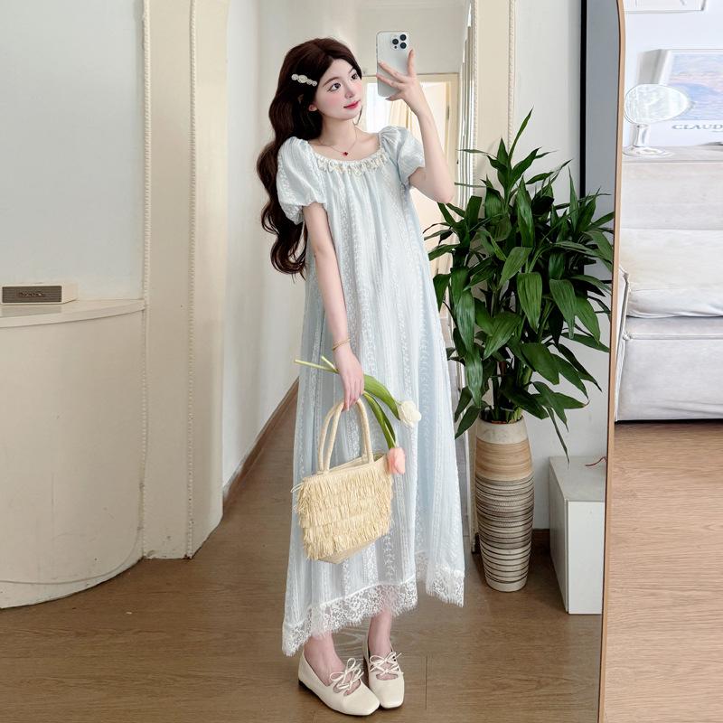 Chic Summer Maternity Dress: Mid-Length Loose Fit for Trendy Moms M