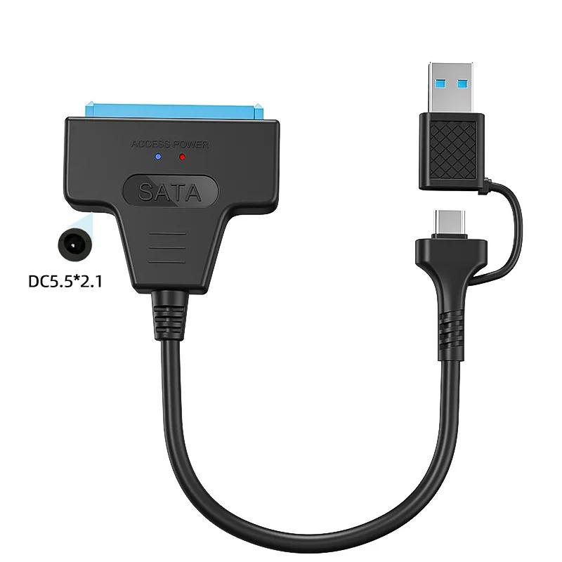 SATA zu USB 3.0/Type-C Adapter Sata-Kabel 2,5/3,5 Zoll SSD HDD SATA III Festplattenlaufwerk mit 12V/2A Netzteil