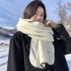 Soft Long Thickened Neckscarf Polyester Women Warmer Scarf Soft Lock Edge Winter Scarf  Outdoor