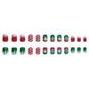 24Pcs Christmas Themed Press on Tips Scintillate Lined Striped Christmas Snowflake Design Short Square Artificial Nail Tips