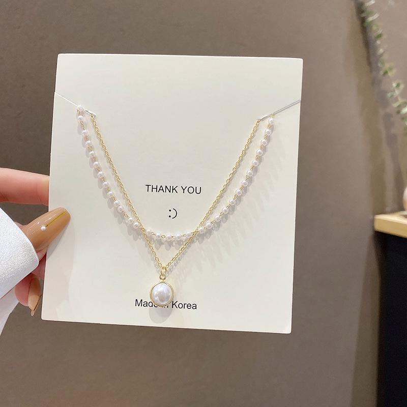 Европейский и американский супер-сказочный жемчужный ожерелье женское ретро индивидуальность двухслойная цепочка на ключицу