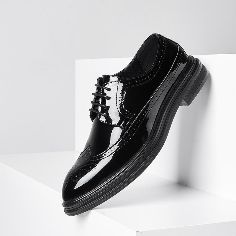 

Мужские остроносые кожаные туфли в британском стиле, трендовые повседневные туфли на шнуровке в стиле ретро, мужские туфли с гравировкой Brock 3028-X 44