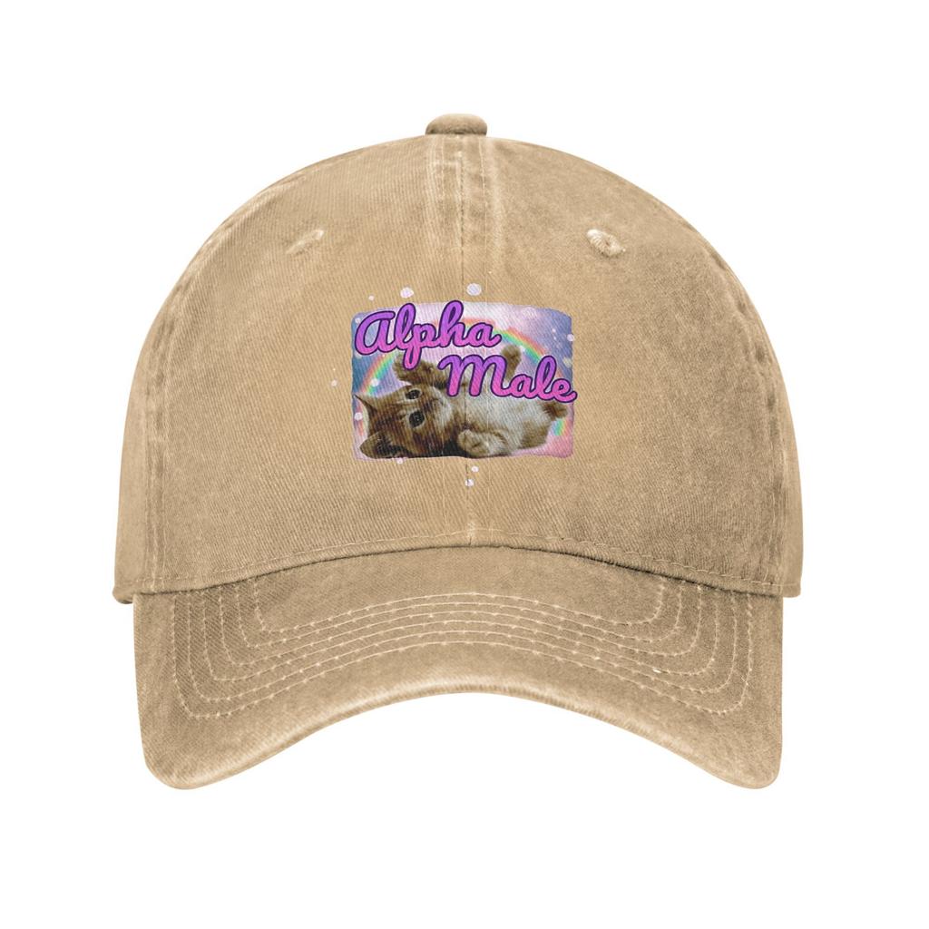 Summer Alpha Male Cat Kitten Funny Meme Baseball Cap Sun  Dropshipping Print Washed Trucker Hat UnisexTeens Fitted Baseball Cap