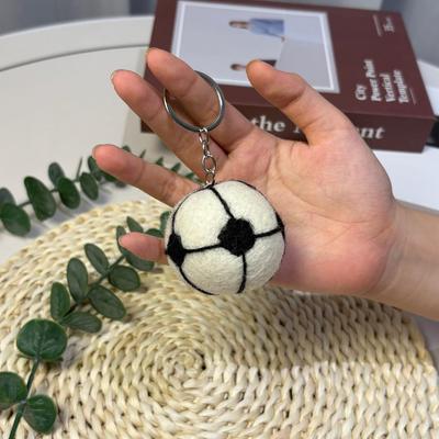 Nepal Wool Felt Sporty Pendant Keychain with Plush Ball Charm