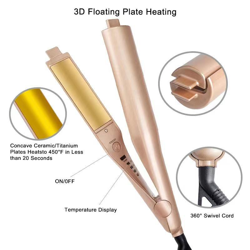 2-in-1 Curling and Straightening Iron: Curl, Wave & Straighten Hair with Twist Splint Styler