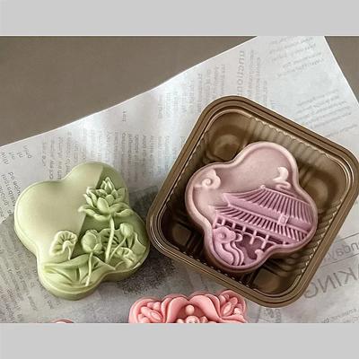 75g 3D Palace Lotus Shaped Mooncake Mold Mid-Autumn Festival Pastry Hand-pressed Mold Home Diy Baking Tools Cake Decoration